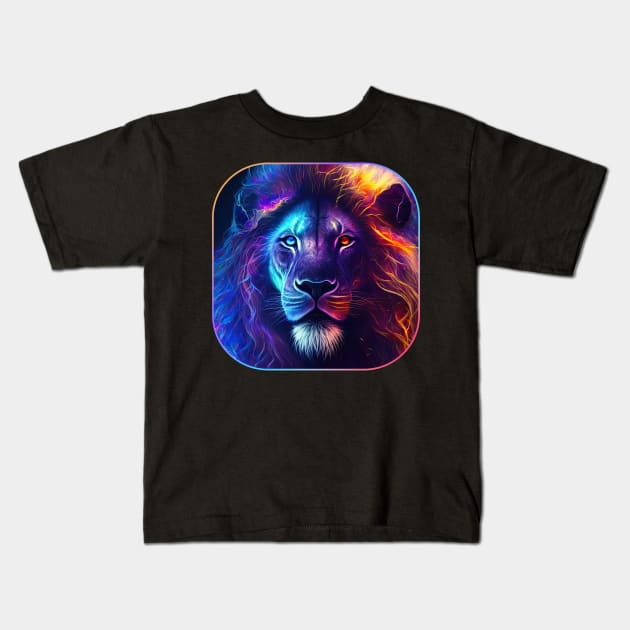 Lion - Cosmic Inferno Series Kids T-Shirt by wumples